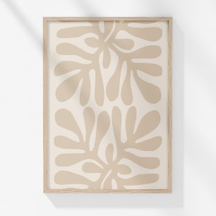 Boho Muted Beige Neutrale Botanische Abstracte Kun Poster