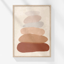 Boho Muted Neutral Abstract Zen Stones Art Poster