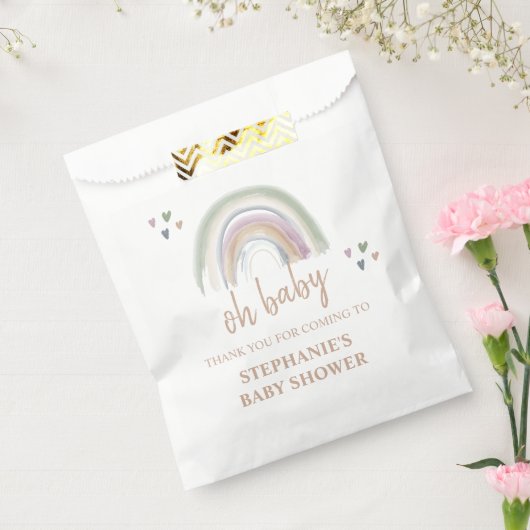Boho Muted Rainbow Baby shower Dank u Bedankzakje (Gezegeld)