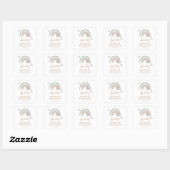 Boho Muted Rainbow Baby shower Dank u Vierkante Sticker (Vel)