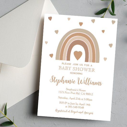 Boho Muted Rainbow Baby Shower Invitation Kaart
