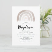 Boho Muted Rainbow Waterverf Baptisme Kaart (Staand voorkant)