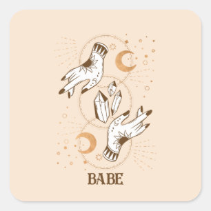 Boho Mystic Tarot Celestial Bachelorette Vierkante Sticker