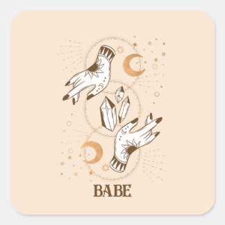 Boho Mystic Tarot Celestial Bachelorette Vierkante Sticker