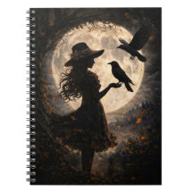 Boho Mystiek Meisje en Ravens Maan Journal