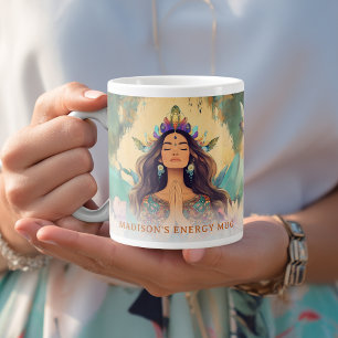 Boho Mystieke Energie Spirituele Vrouw Aangepast Extra Grote Beker