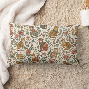 Boho mystieke katten en wilde bloementuin kussen