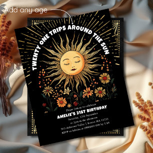 Boho Mystieke Zon 21ste Verjaardag Uitnodiging