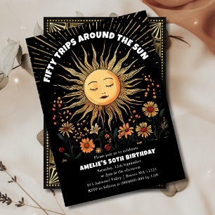 Boho Mystieke Zon 50ste Verjaardag Uitnodiging