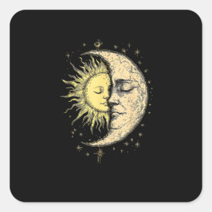 Boho mystieke zon en maan esthetische Vintage Vierkante Sticker