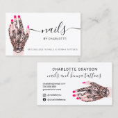 Boho nagelt de tattoos illustratie van de technicu visitekaartje (Voorkant / Achterkant)