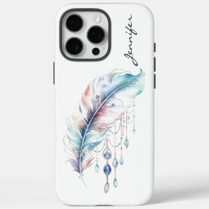 Boho Native Spirit Waterverf Feather iPhone 16 Pro Max Hoesje