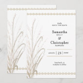 Boho Natural Pampas Grass Elegant Foto Save The Date (Voorkant / Achterkant)