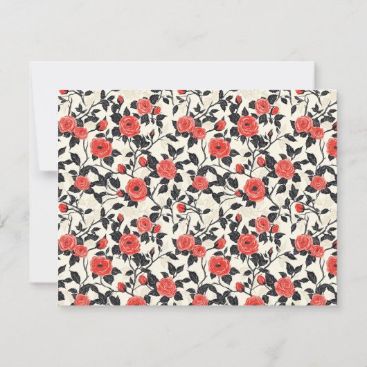 Boho Nature Rose Flower Spring Wedding Rsvp Card (Dos)