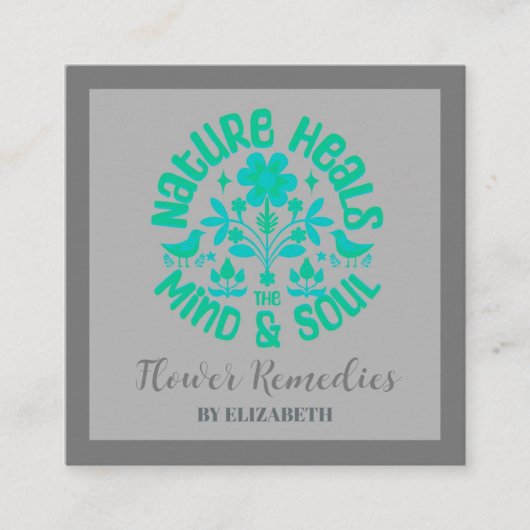 Boho Natuur Bloemen Vogels Energie Healer Vierkante Visitekaartje (Voorkant)