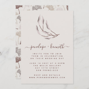 Boho Natuur Burgundy en Taupe Botanical Wedding Kaart