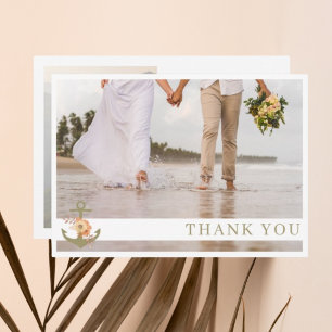 Boho Nautical Beach Mariage photo Carte de remerci
