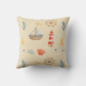 Boho Nautical Boat Vuurtoren Patroon Kussen (Achterkant)