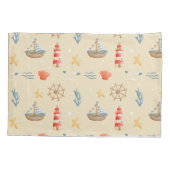 Boho Nautical Boat Vuurtoren Patroon Kussensloop (Achterkant)