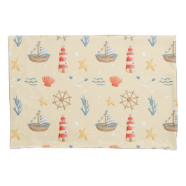 Boho Nautical Boat Vuurtoren Patroon Kussensloop