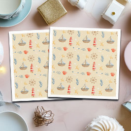 Boho Nautical Boat Vuurtoren Patroon Servet