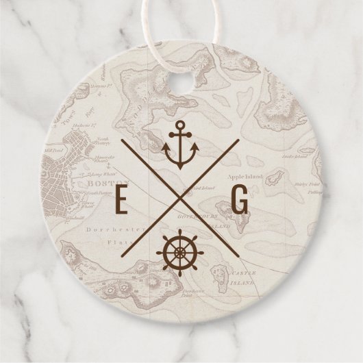 Boho nautische bestemming bruiloft bedankjes labels (Voorkant)