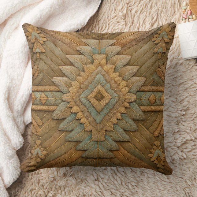 Boho Navajo Feather Pattern Throw Pillow Kussen (Deken)