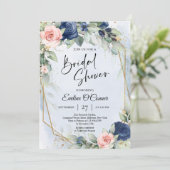 Boho navy and blush eucalyptus and gold lijst kaart (Staand voorkant)