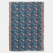 Boho Navy blauw roestveer stam abstract Print Deken (Voorkant Verticaal)