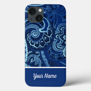 Boho Navy Blue Bandanna iPhone 13 Hoesje