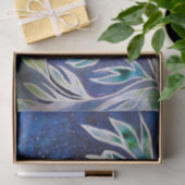 Boho Navy Blue Celestial Dahlia Floral Waterverf Tissuepapier (Geschenk)