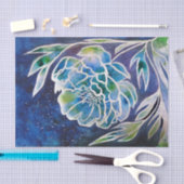 Boho Navy Blue Celestial Dahlia Floral Waterverf Tissuepapier (Craft)