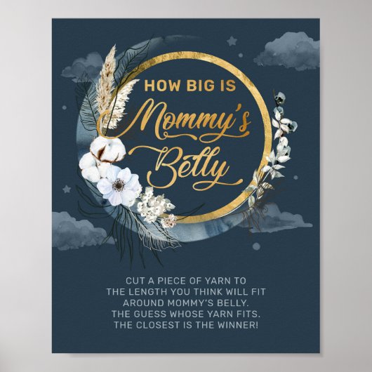 Boho navy en gouden folie Hoe groot mama's buik sp Poster (Voorkant)