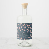 Boho Navy en Pink Floral Custom Vrijgezellenfeest Likeurfles Etiket (Voorkant)