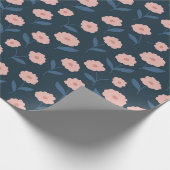 Boho Navy en Roze Bloemige Bruiloftsdouche Cadeaupapier (Hoek)