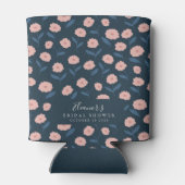 Boho Navy en Roze Bloemstuk Aangepaste Bruidsdouch Blikjeskoeler (Achterkant)