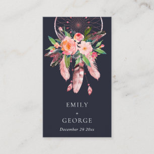BOHO NAVY FLORA ROZE DROOMVANGER TROUWDETAIL VISITEKAARTJE