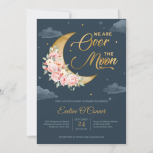 Boho Navy gooit goudfolie over de maan baby Kaart