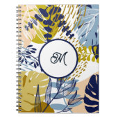 Boho Navy Groen Tan Bladeren Notitieboek (Voorkant)