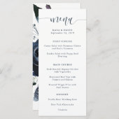 Boho Navy Peony | Menu Mariage de calligraphie mod (Devant / Derrière)