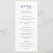 Boho Navy Peony | Menu Mariage de calligraphie mod (Devant)