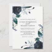 Boho Navy Peony over White | Weddenschap Kaart (Voorkant)