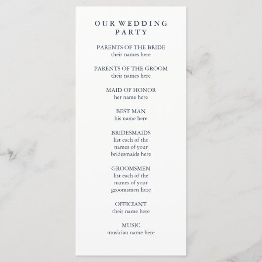 Boho Navy Peony | Programme de mariage (Dos)