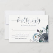 Boho Navy Peony RSVP | Calligraphie moderne (Devant)
