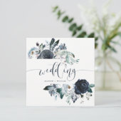 Boho Navy Peony Wedding | Moderne kalligrafie Kaart (Staand voorkant)