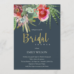 BOHO NAVY PINK FLORAL CACTI FOLIAGE VRIJGEZELLENFE KAART