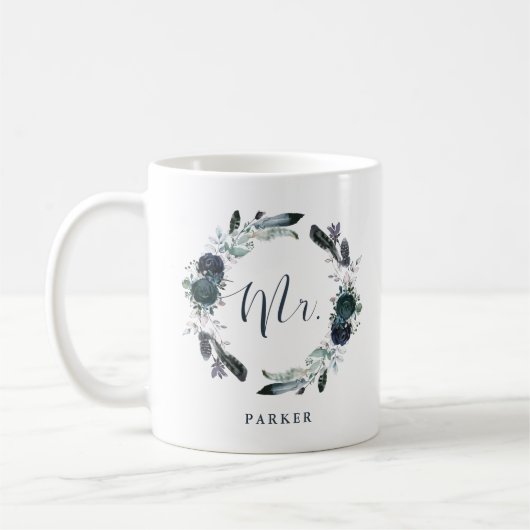 Boho Navy Pioen Bloemen krans | de heer Koffiemok (Links)
