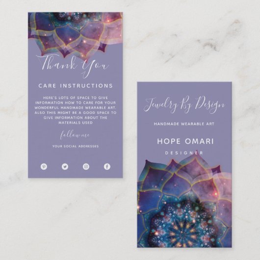 Boho Nebula Mandala, Mystical Visitekaartje (Voorkant / Achterkant)