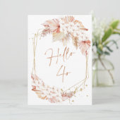 Boho Nep Rose Goud Hallo 40 Verjaardagsuitnodiging Kaart (Staand voorkant)
