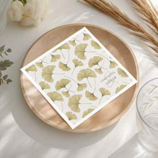 Boho nepgoud botanisch patroon monogram servet